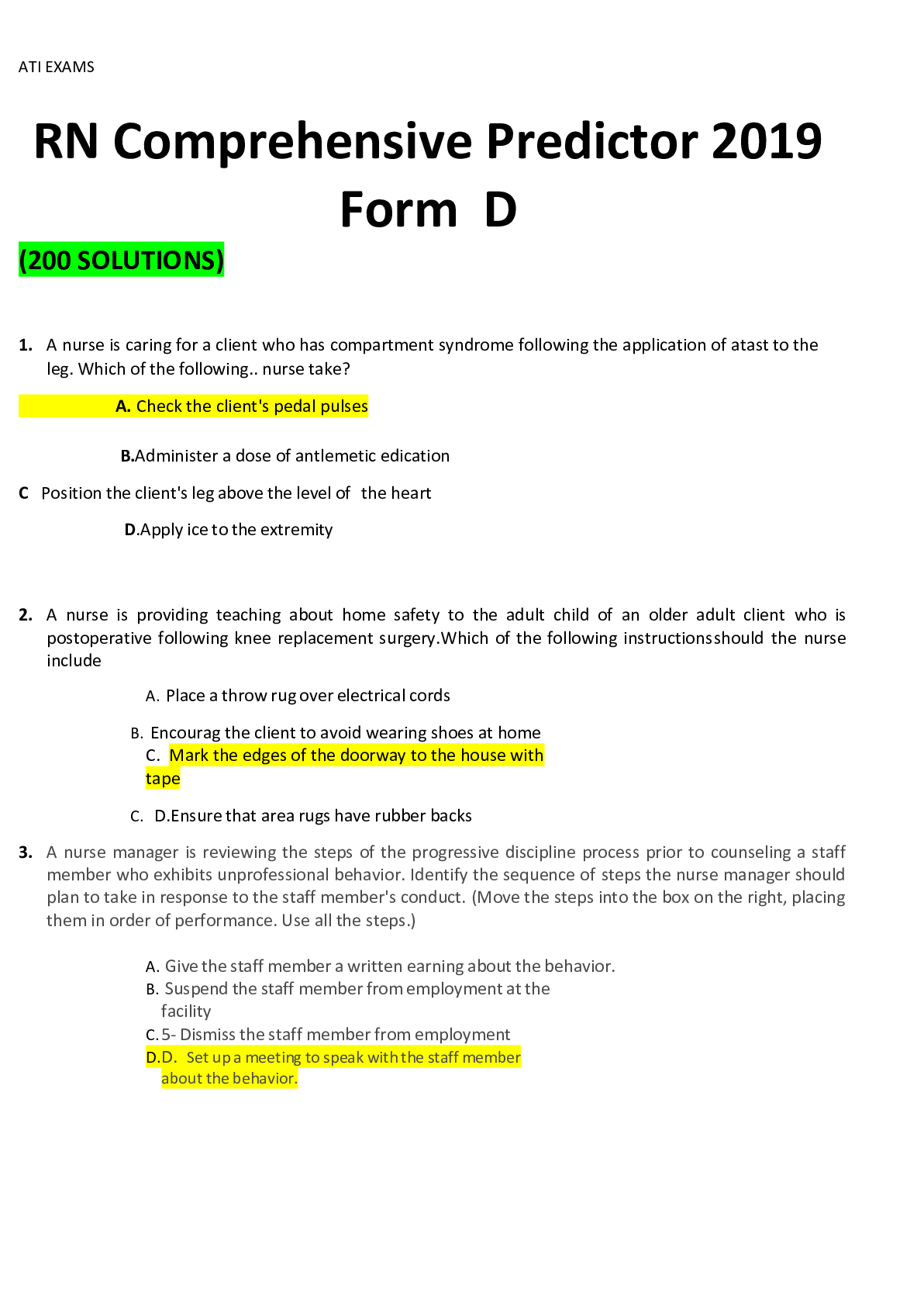 Preview image for RN Comprehensive Predictor 2019 Form D